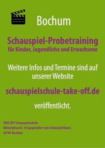 TAKE OFF  Schauspielschule Referenz-Bild Take Off Schauspielschule Prtr