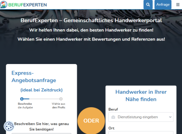 BerufExperten Homepage ? Online Handwerkerportal mit Express-Angebotsanfrage und Handwerkersuche